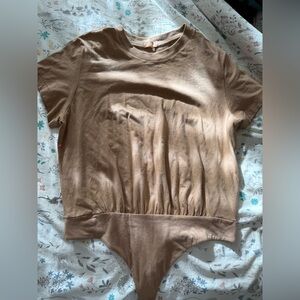 nuuds Tan Short Sleeve Bodysuit